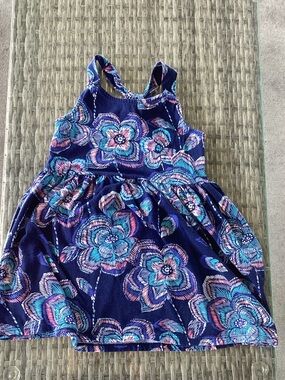 Gymboree Navy Dress with Blue and Pink Floral Print 3T